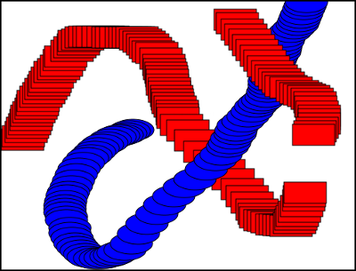 the program showing trails of ovals and rects