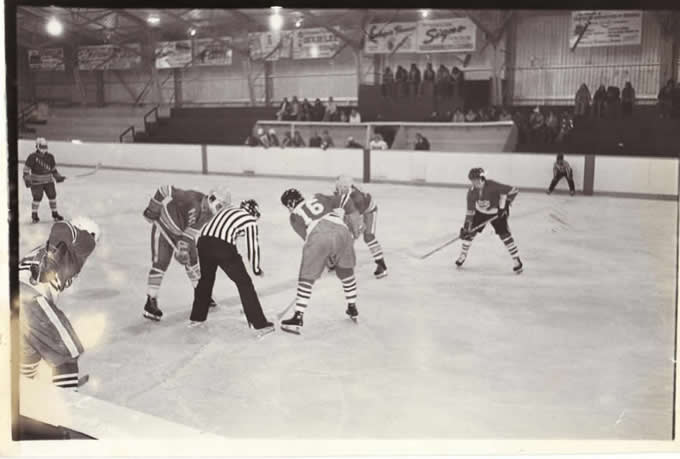 hockey players facing off